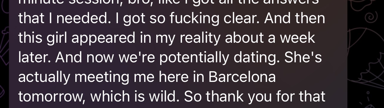 Message from a client, screenshot 2